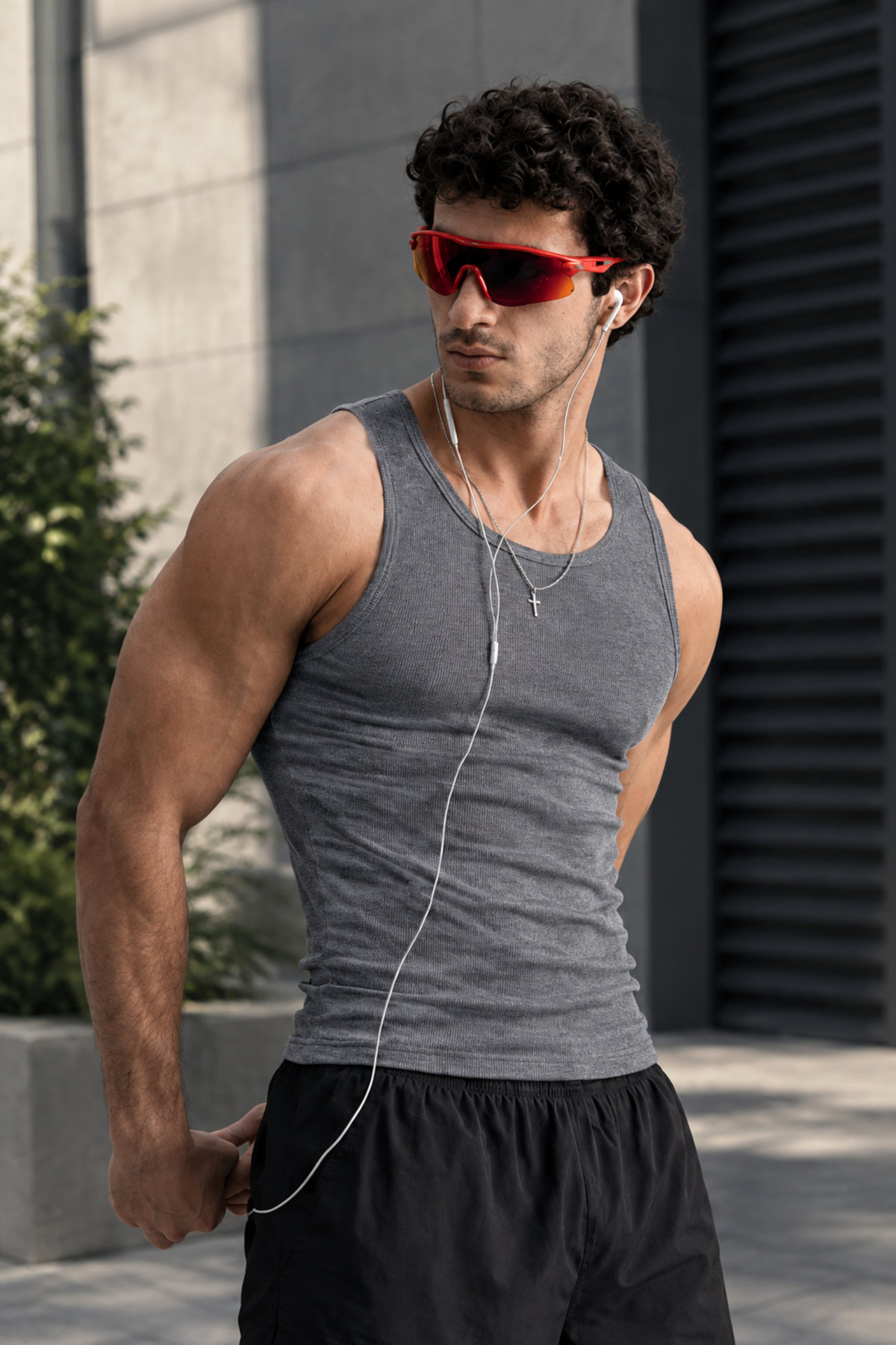 Pack of Three Ribbed Men’s Tank Tops (Black, Beige, Gray)