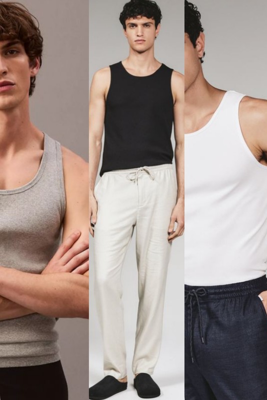 Men’s Classic Ribbed Tank Tops (3-Piece Set) Gray, White & Black Mix Colors