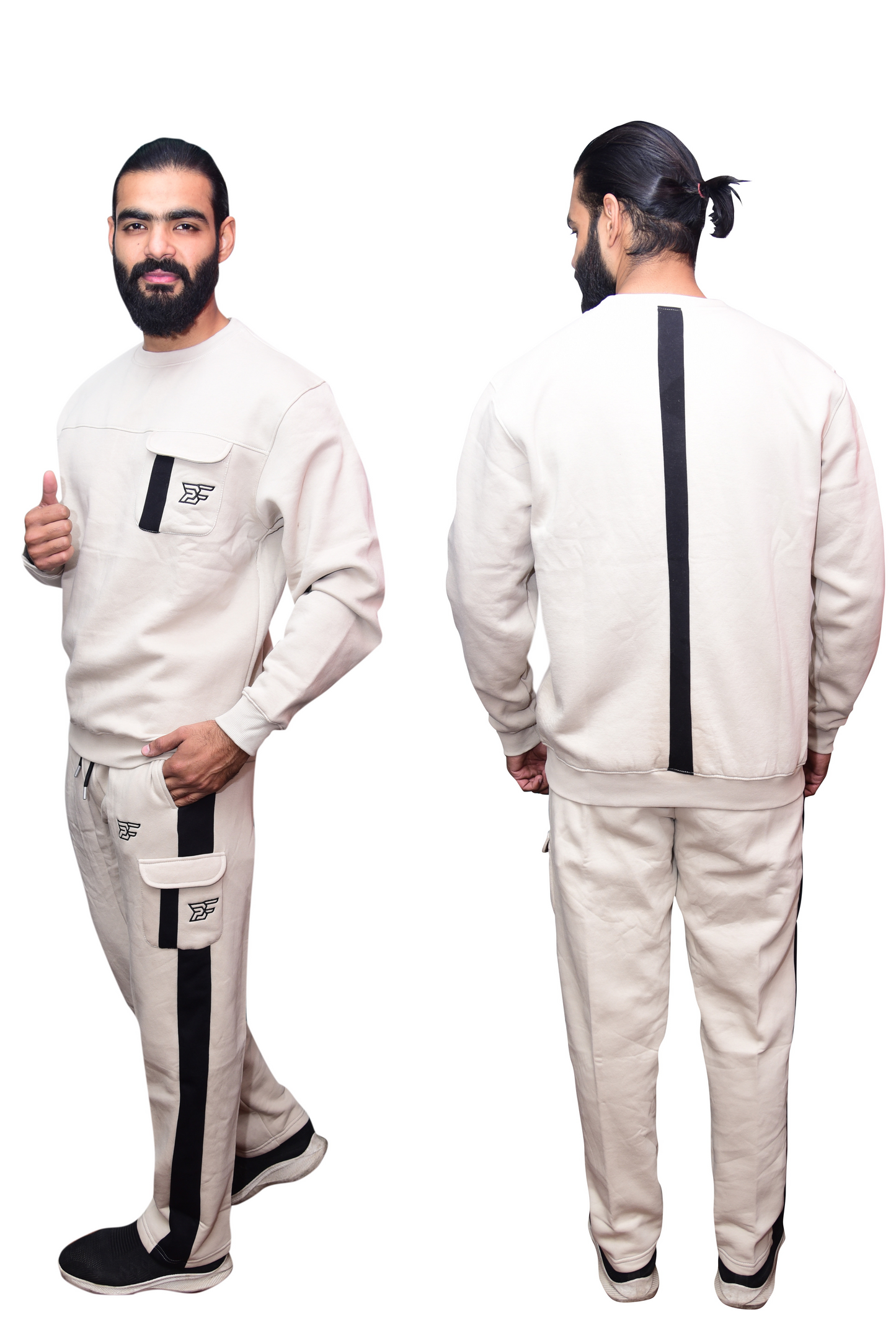 Bros Fashion Luxury Sage Cargo Fleece Tracksuit - Creamy