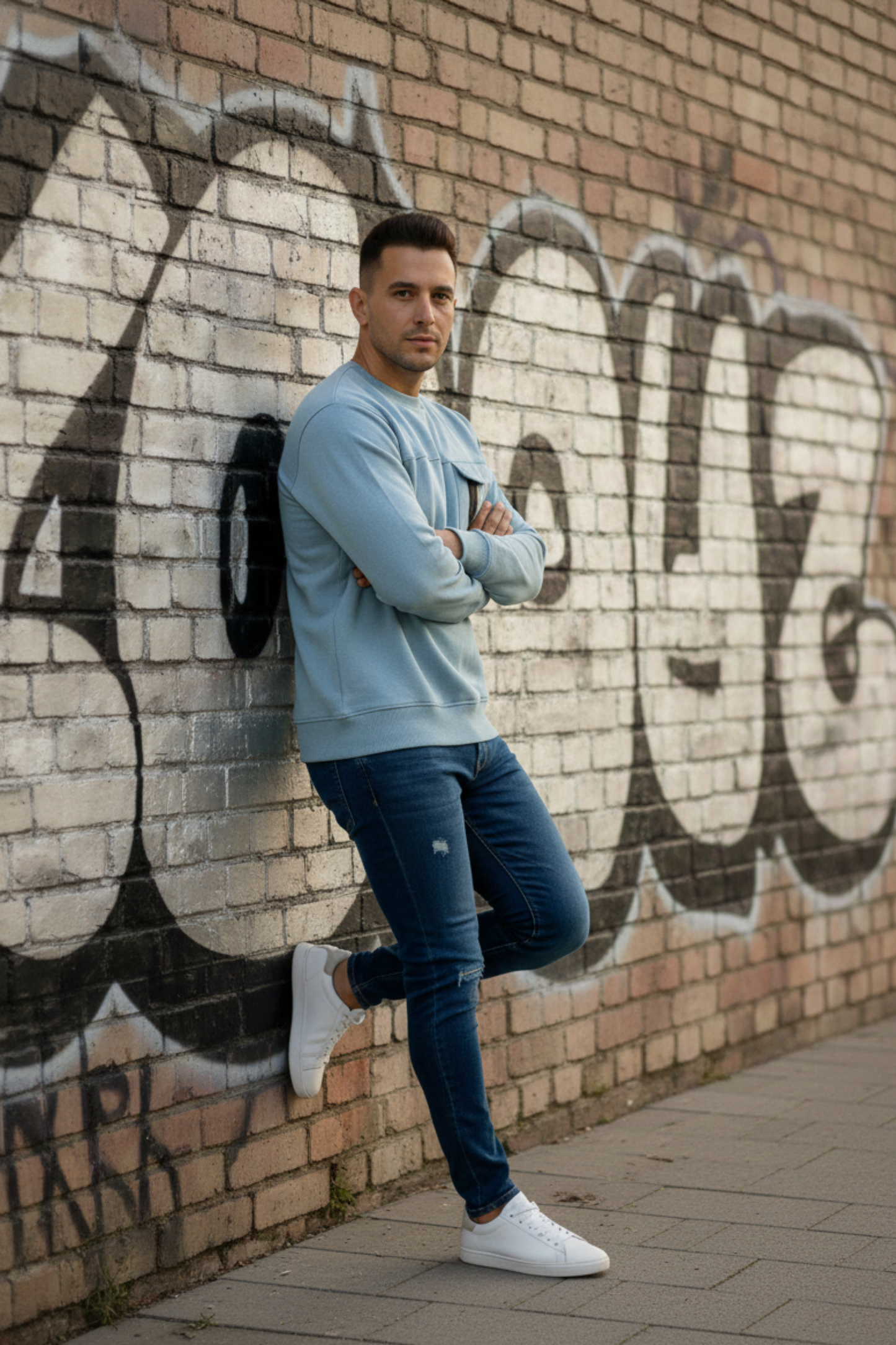 Bros Fashion Round Neck Luxury Fleece Sweat Shirt – Ice Blue