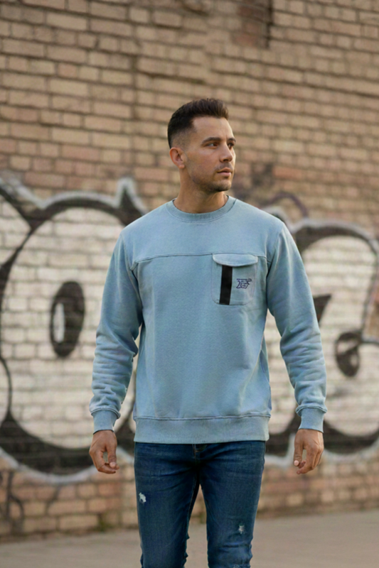 Bros Fashion Round Neck Luxury Fleece Sweat Shirt – Ice Blue