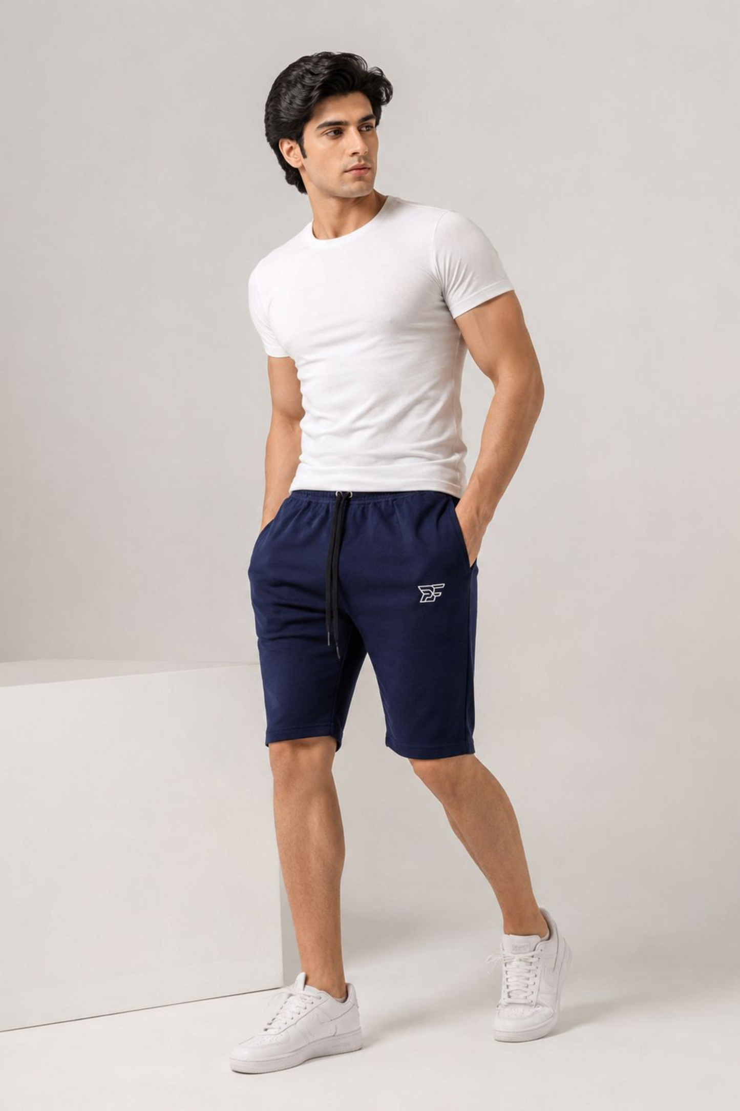 Bro's Fashion Aura Men's Pleated Shorts - Navy Blue