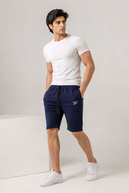 Bro's Fashion Aura Men's Pleated Shorts - Navy Blue