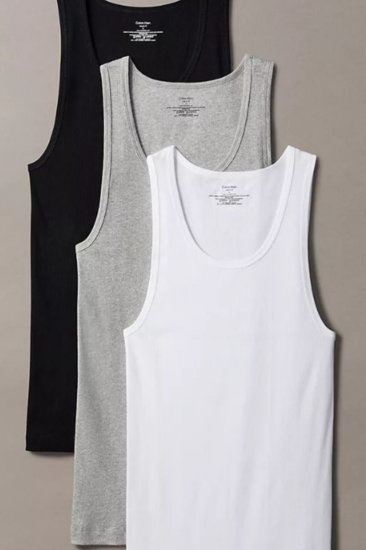 Men’s Classic Ribbed Tank Tops (3-Piece Set) Gray, White & Black Mix Colors