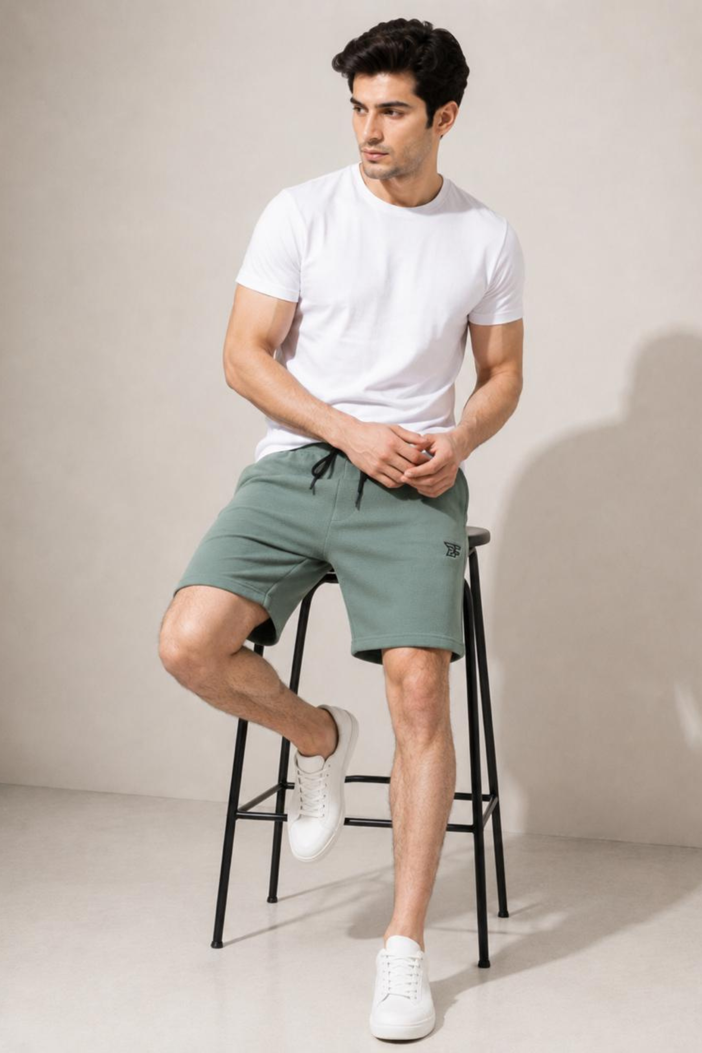 Bro's Fashion  Aura Men's Pleated Shorts - Olive Green