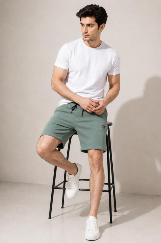 Bro's Fashion  Aura Men's Pleated Shorts - Olive Green