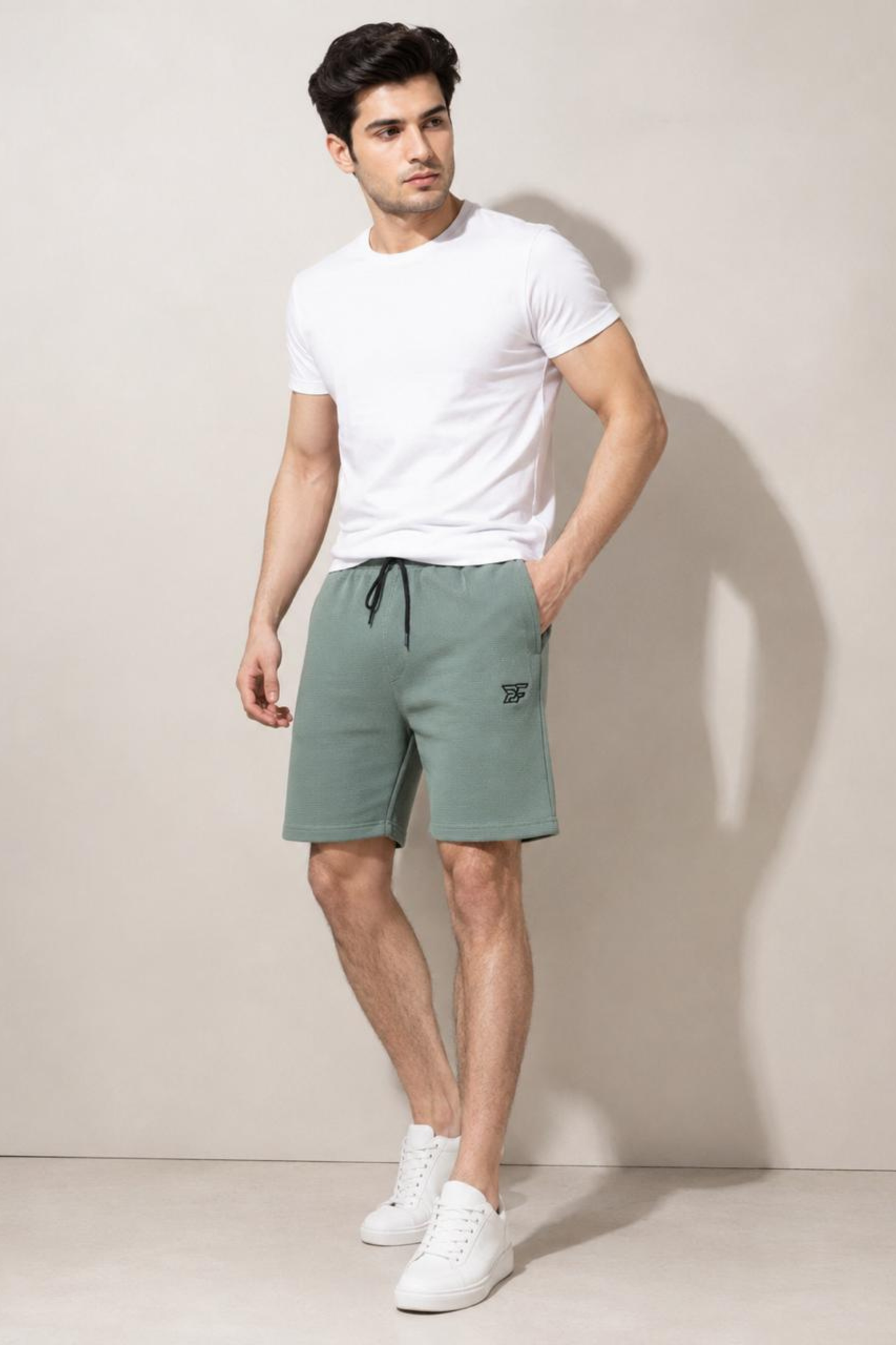 Bro's Fashion  Aura Men's Pleated Shorts - Olive Green