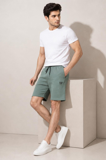 Bro's Fashion  Aura Men's Pleated Shorts - Olive Green