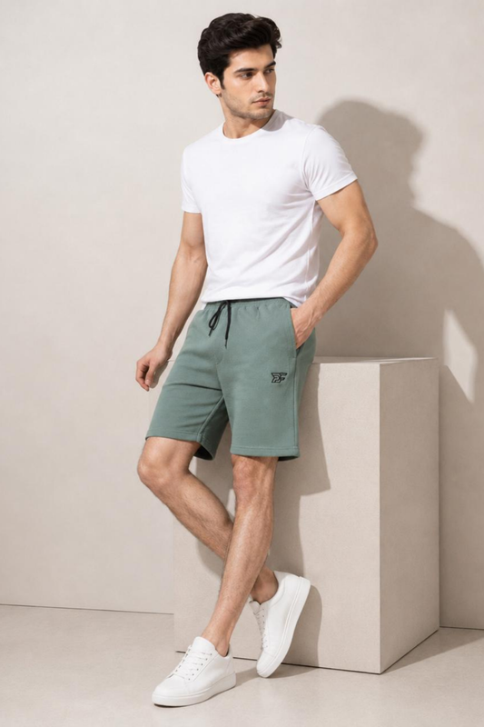 Bro's Fashion  Aura Men's Pleated Shorts - Olive Green