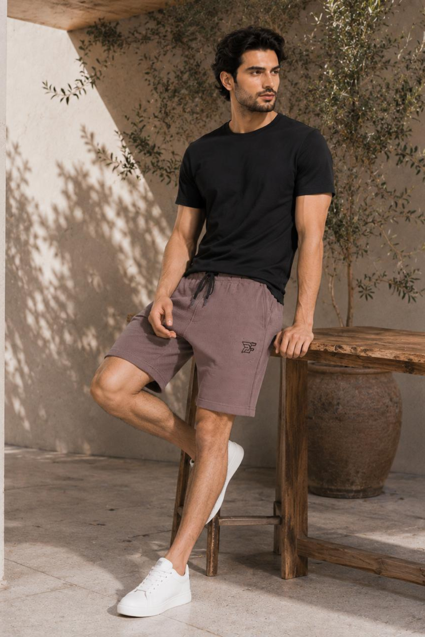 Bro's Fashion Aura Men's Pleated Shorts - Brown