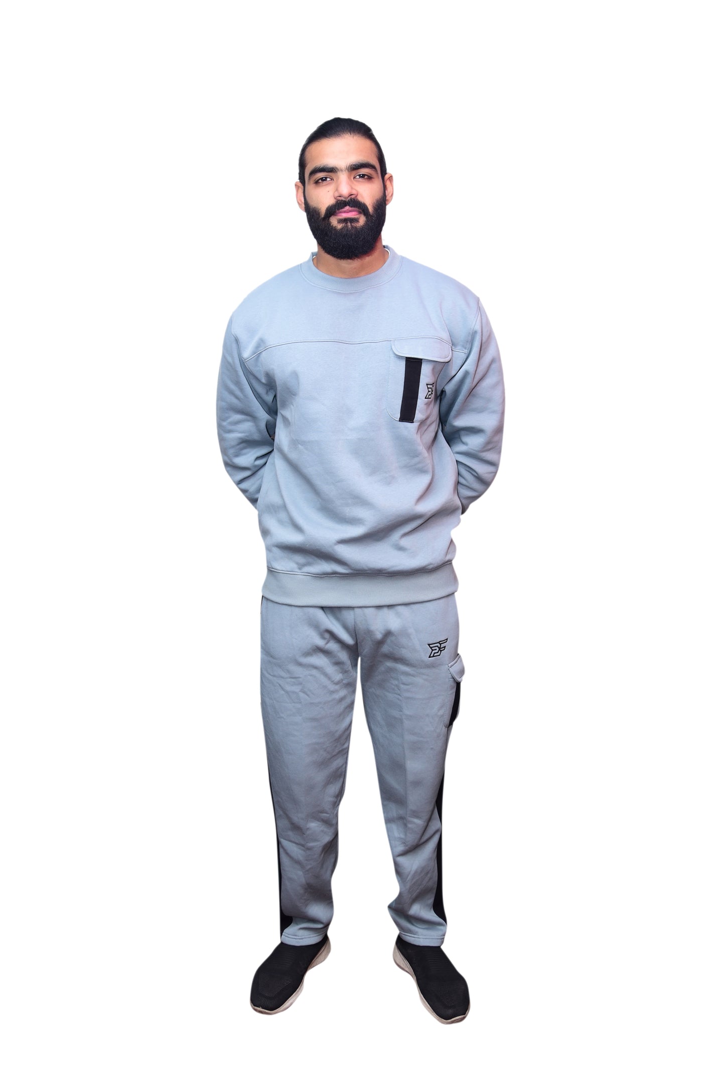 Bros Fashion Luxury Sage Cargo Fleece Tracksuit – Ice Blue