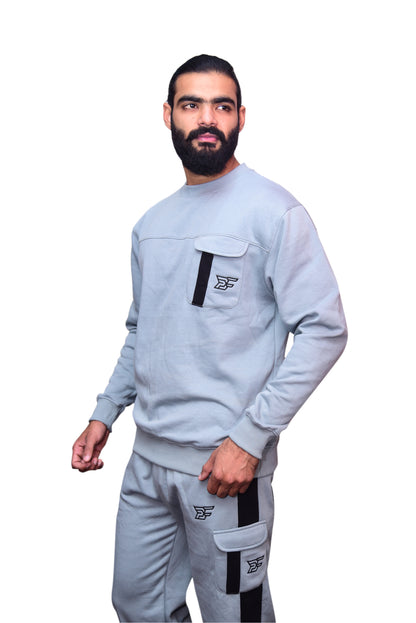 Bros Fashion Luxury Sage Cargo Fleece Tracksuit – Ice Blue