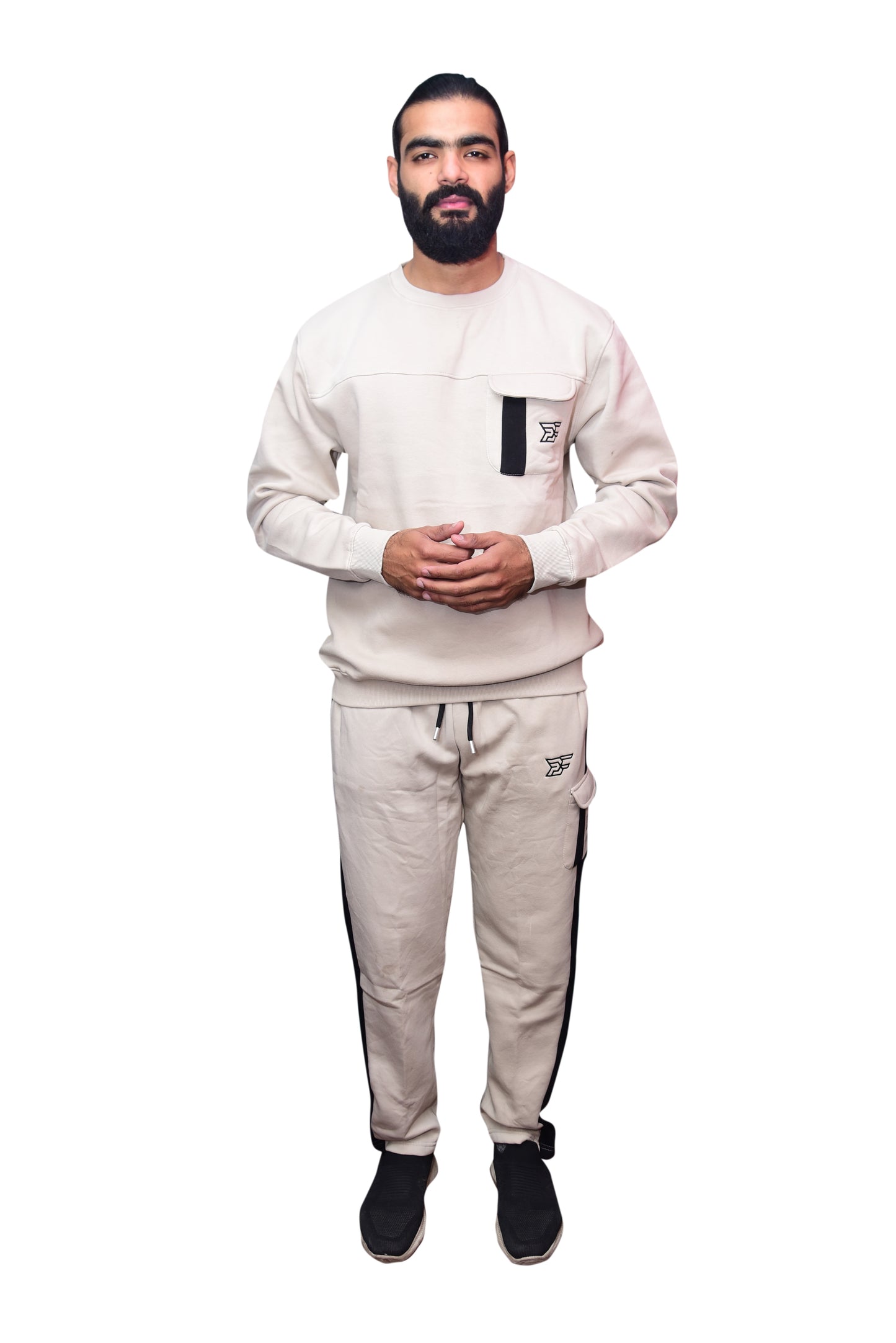 Bros Fashion Luxury Sage Cargo Fleece Tracksuit - Creamy