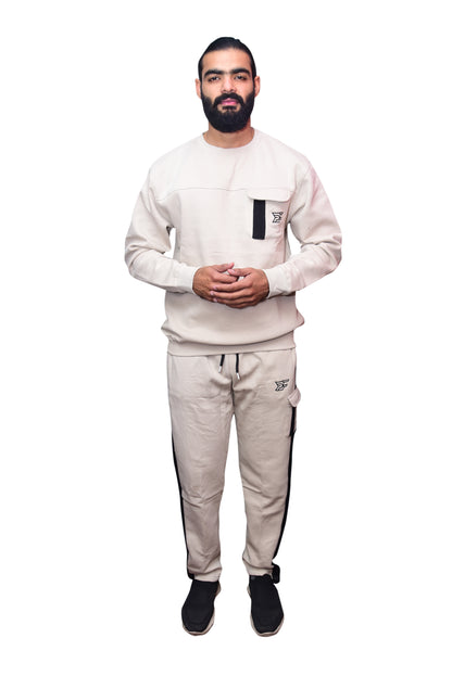 Bros Fashion Luxury Sage Cargo Fleece Tracksuit - Creamy