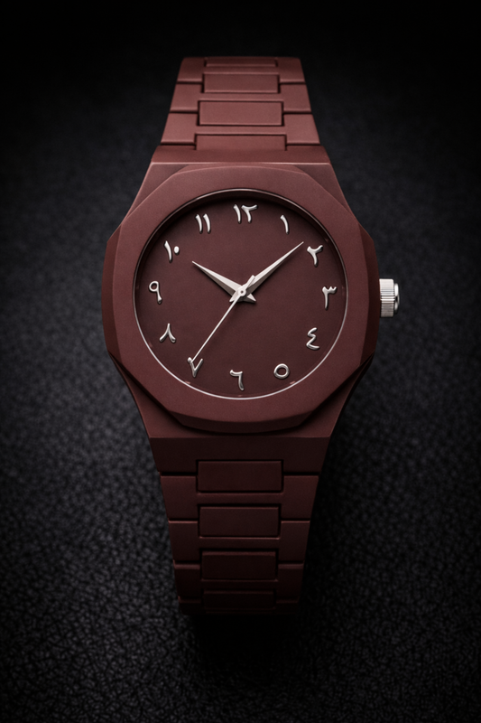 Stylish Arabic Aura Watch At Bro's Fashion - Coffee Brown
