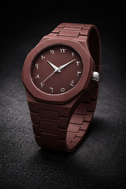 Stylish Arabic Aura Watch At Bro's Fashion - Coffee Brown